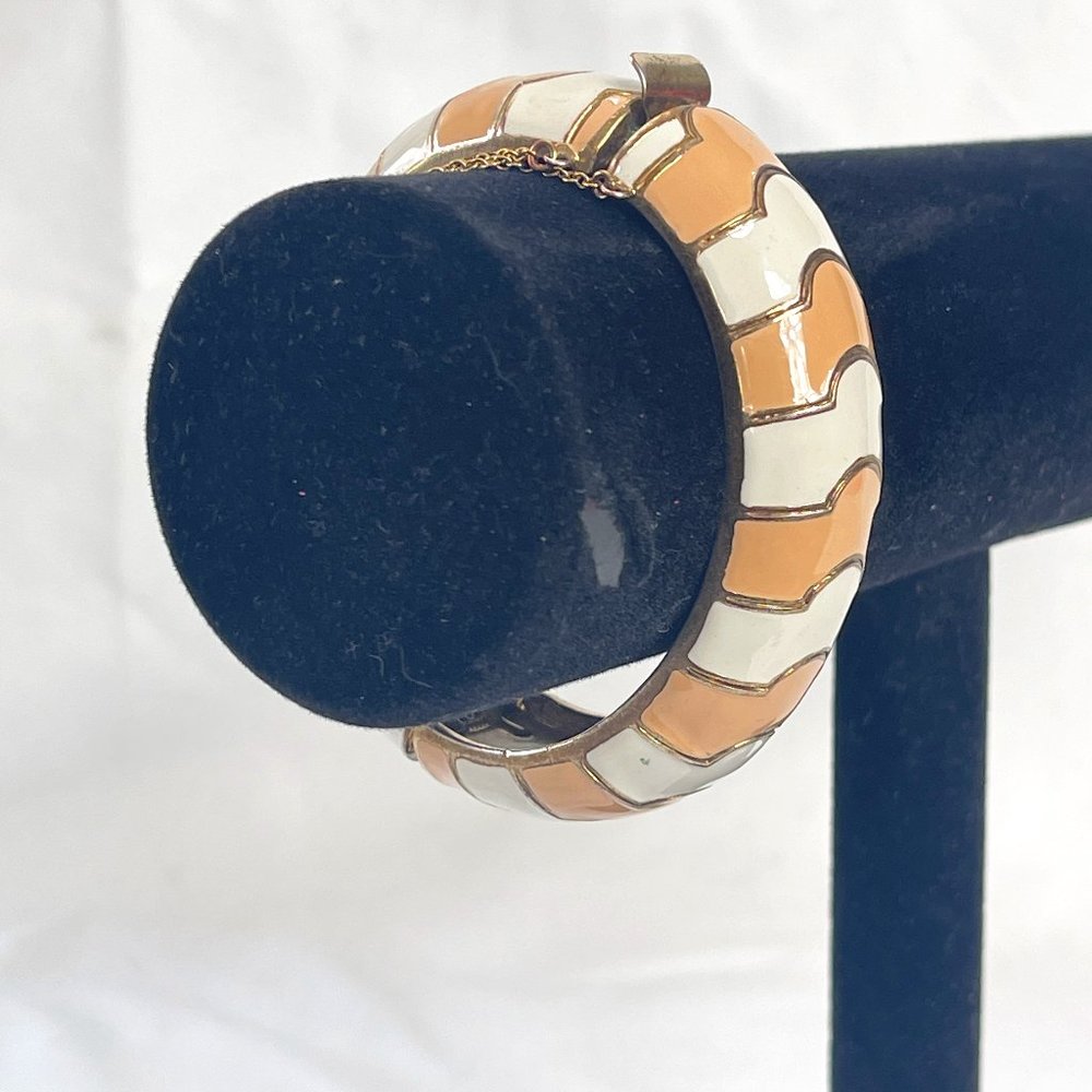 J.Crew Off White & Peach Striped Bracelet #80